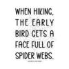 When Hiking The Early Bird Gets Spider Webs Sticker