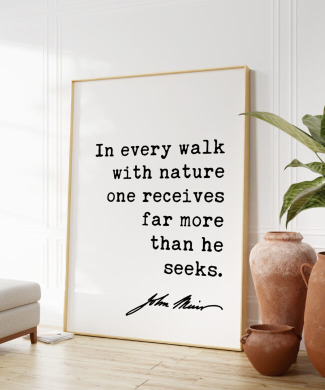 In every walk with Nature one receives far more than he seeks. - John Muir Quote Art Print