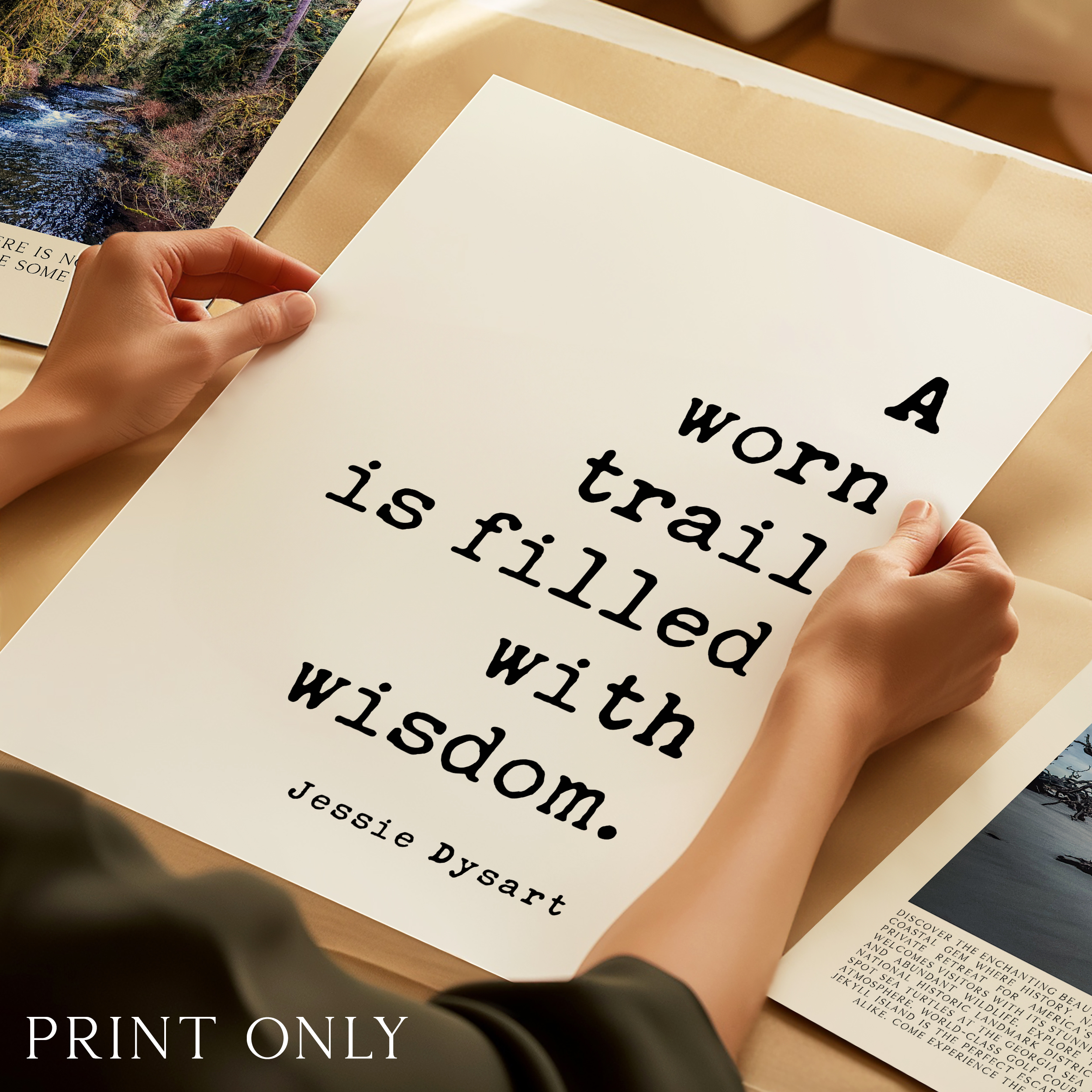 Hiking Quote Wall Art, A Worn Trail Is Filled With Wisdom, Original Jessie Dysart Print - Image 4