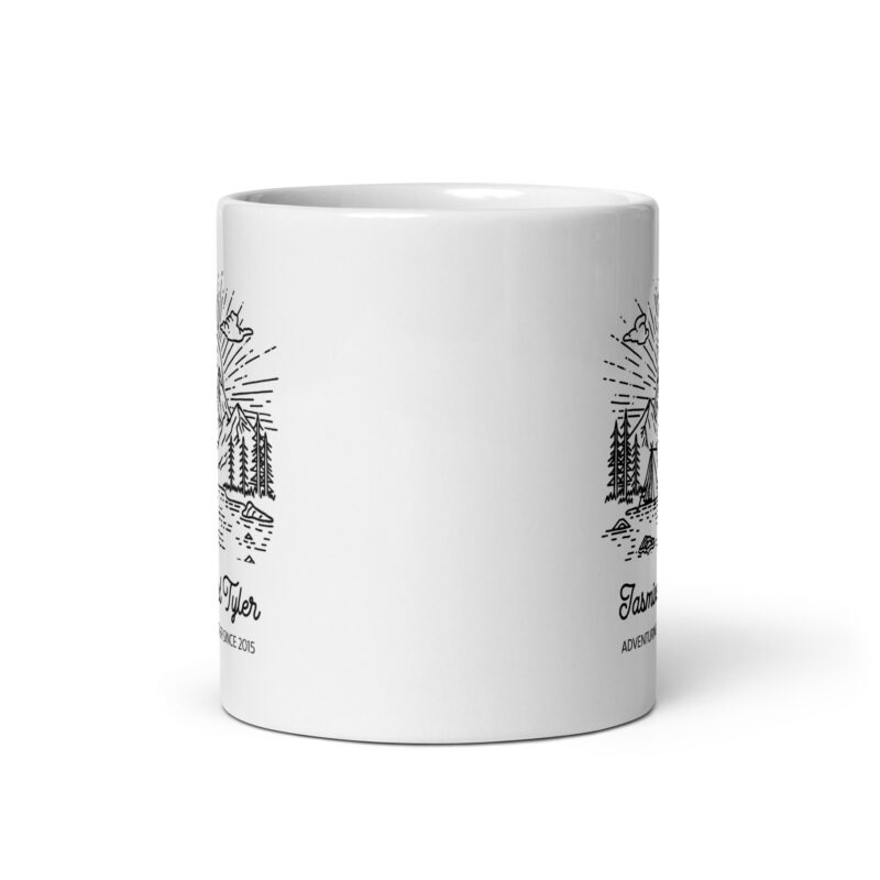 Personalized Coffee Mug "Adventuring Together Since" with Mountains and Camping Scene