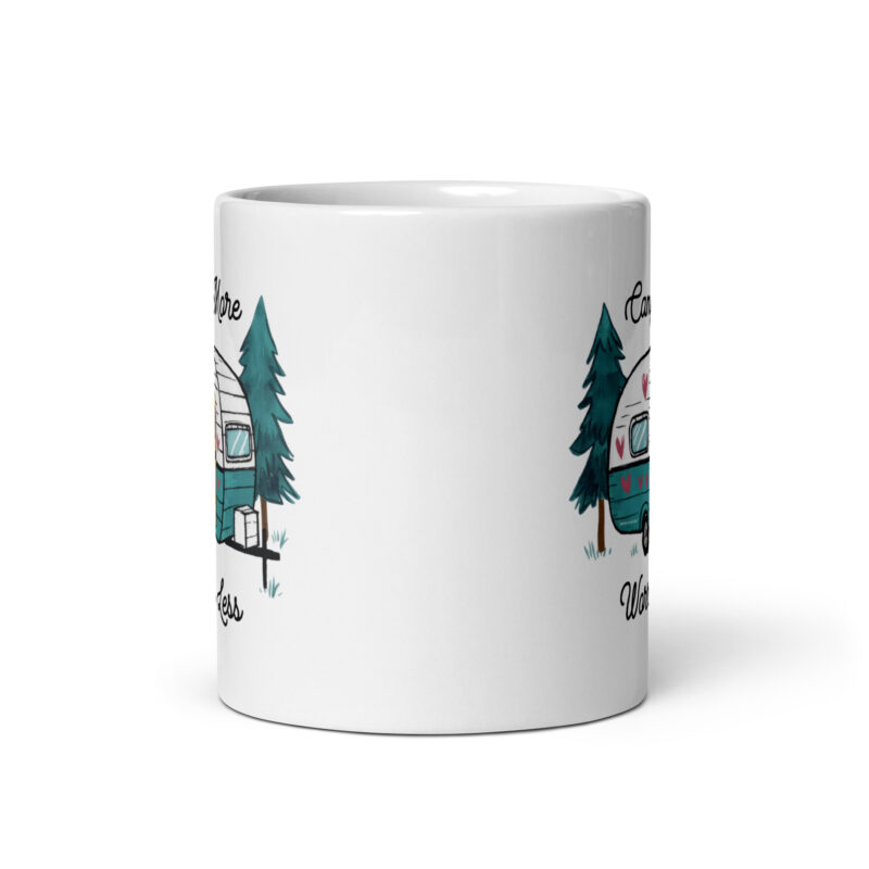Camp More Worry Less with Vintage RV Camper Coffee Mug