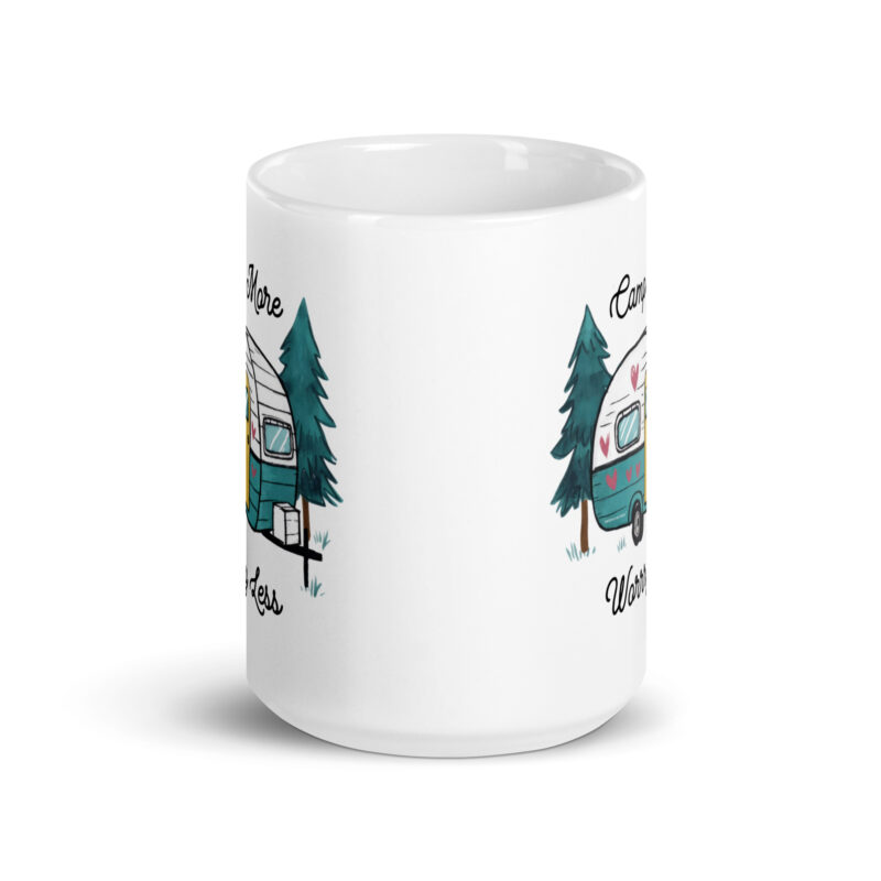 Camp More Worry Less with Vintage RV Camper Coffee Mug