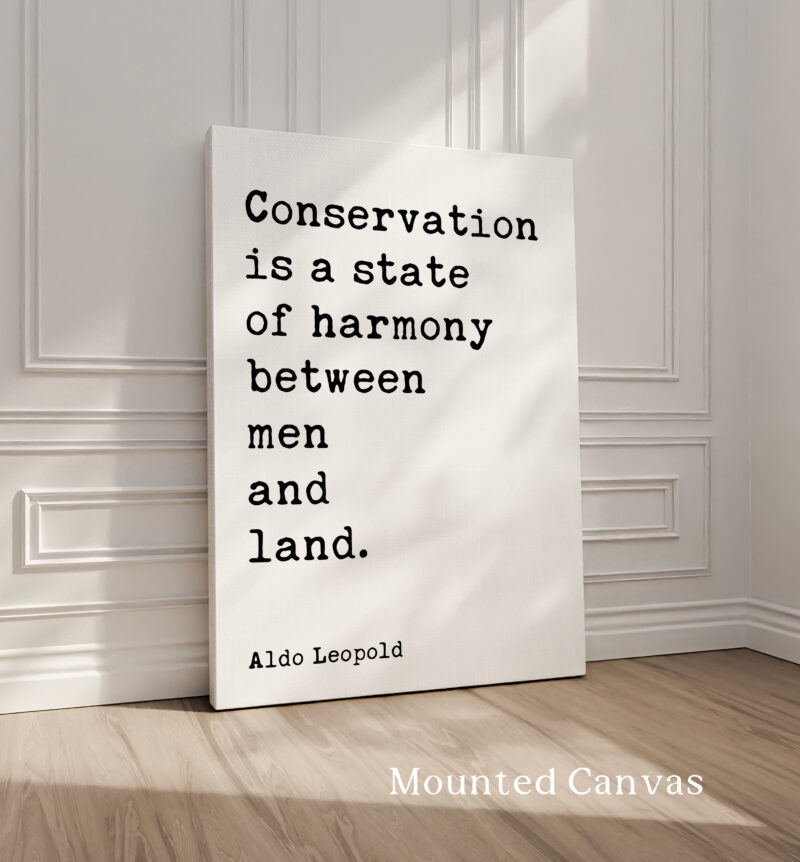 Conservation is a state of harmony between men and land. • Aldo Leopold Quote • Typography Art Print