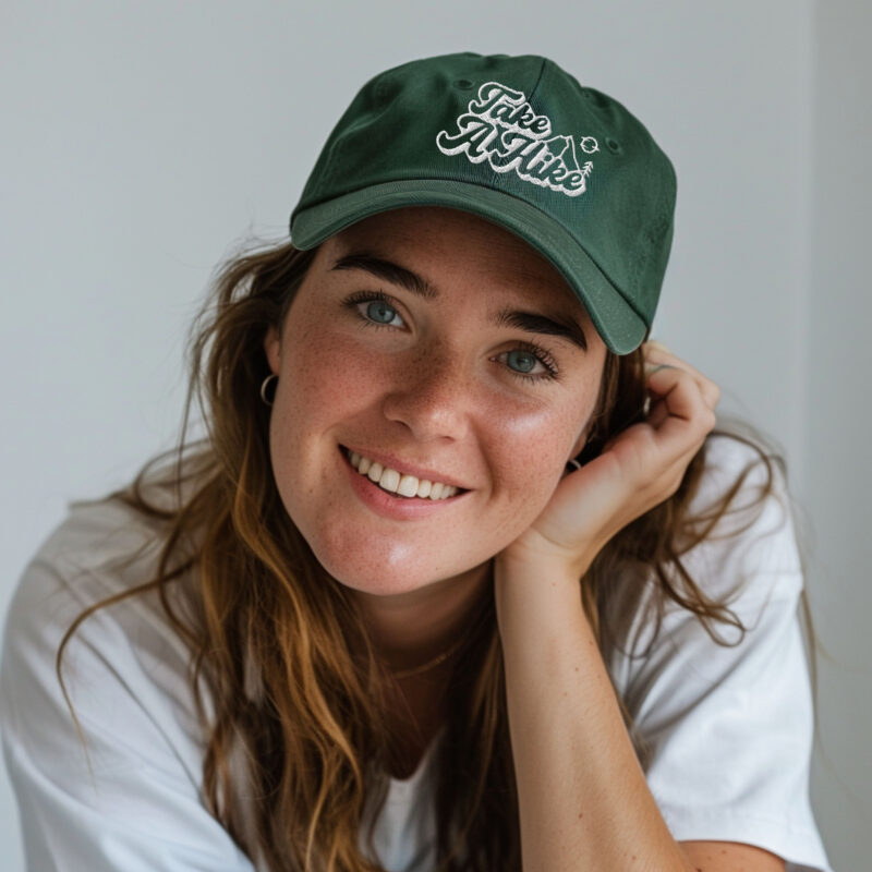 Take a Hike Baseball Cap featuring Mountains, Tree, and Sun