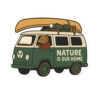 Bear Driving a Vintage "Nature Is Our Home" Van Vinyl Sticker