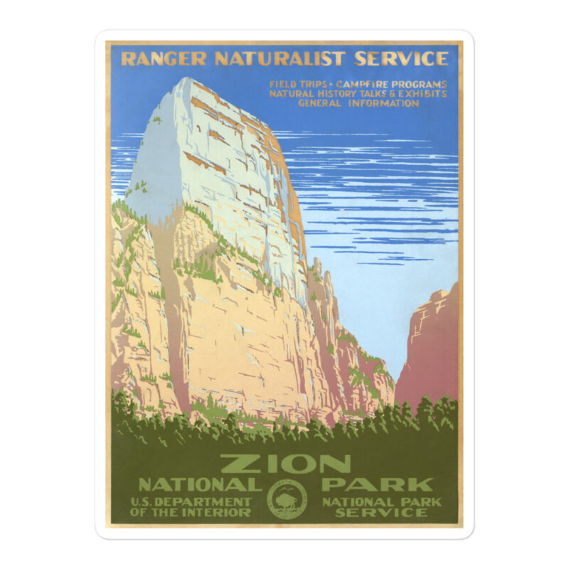 Zion National Park Ranger Naturalist Service Vinyl Sticker
