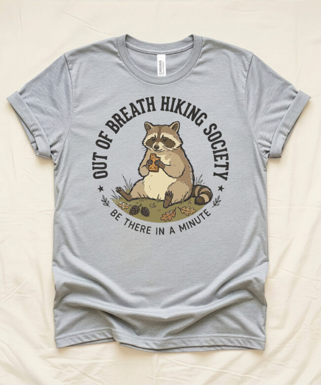 Out Of Breath Hiking Society Unisex T-Shirt, Funny Nature Tee, Woodland Animal Shirt