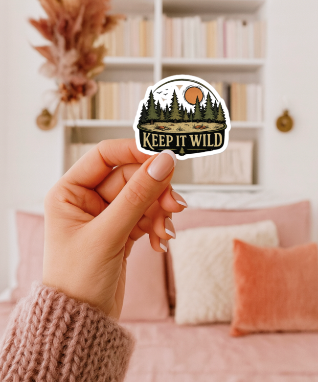 Keep It Wild Sticker, Forest Vinyl Decal, Camping Hiking Nature Lover Gift