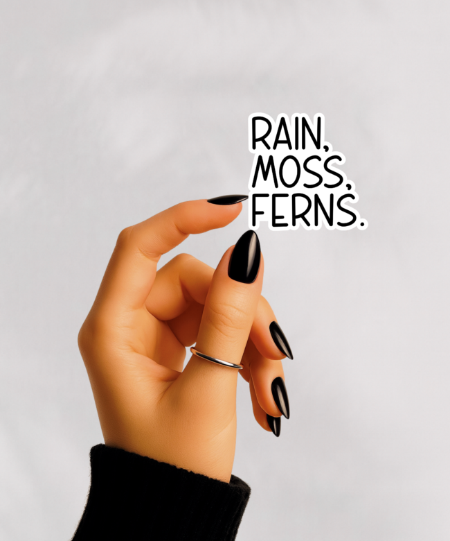 Rain Moss Ferns Sticker, Pacific Northwest Vinyl Decal, Forest Lover Gift