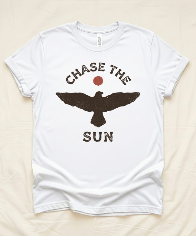 Chase The Sun Shirt, Eagle Graphic Tee, Nature Lover T-Shirt, Outdoor Adventure Gift